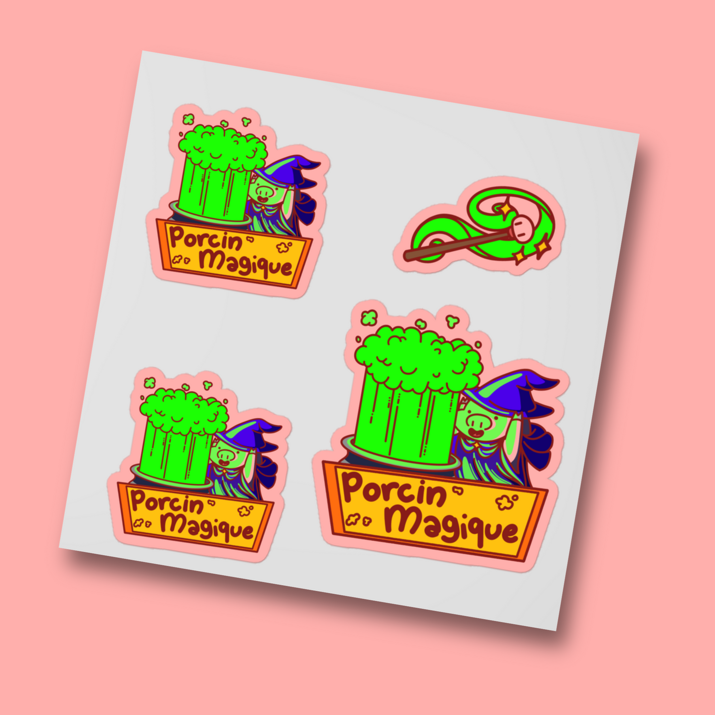 Pack de 3 Stickers Porcin Magique + 1 Bonus !