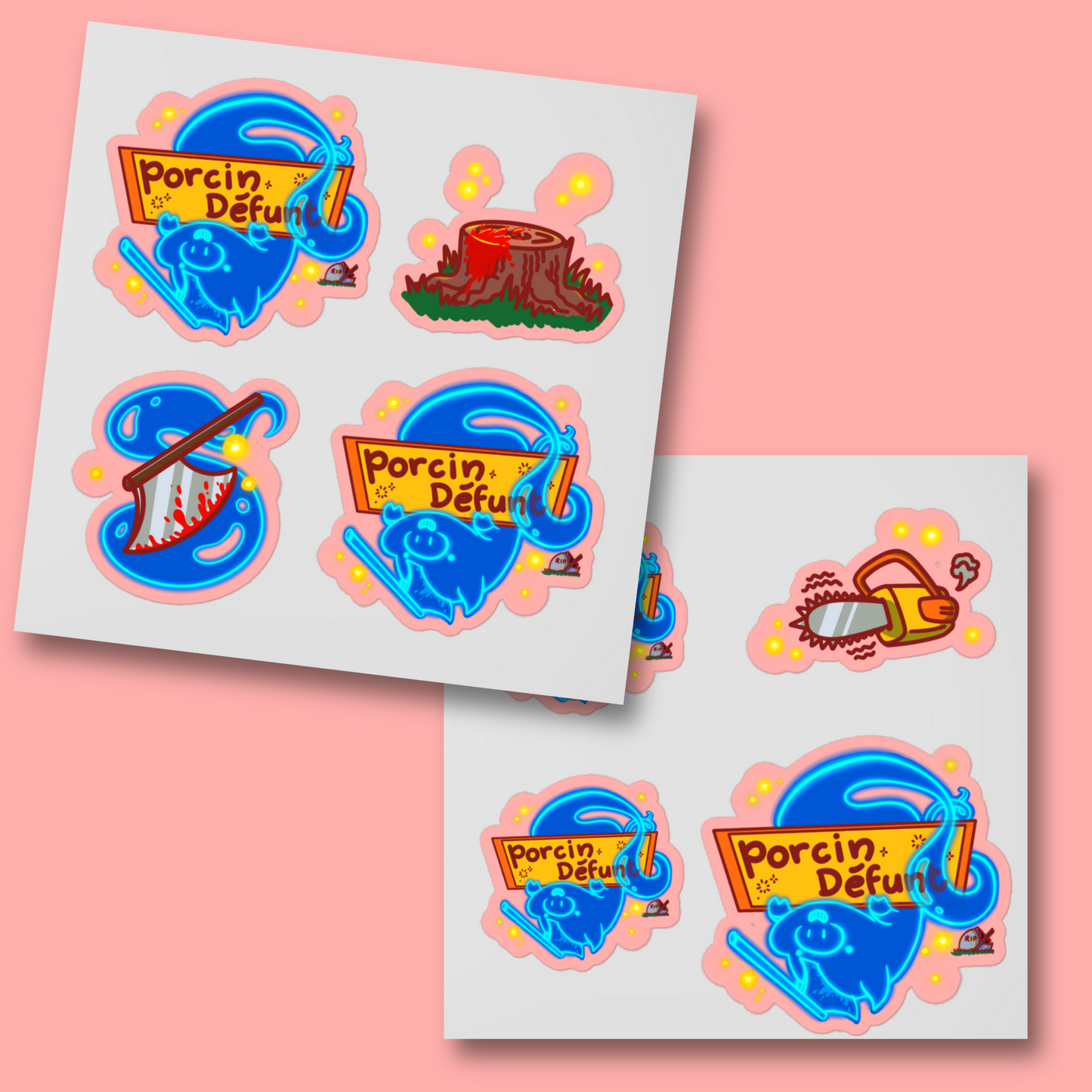 Pack de 5 Stickers Porcin Défunt + 3 Bonus !