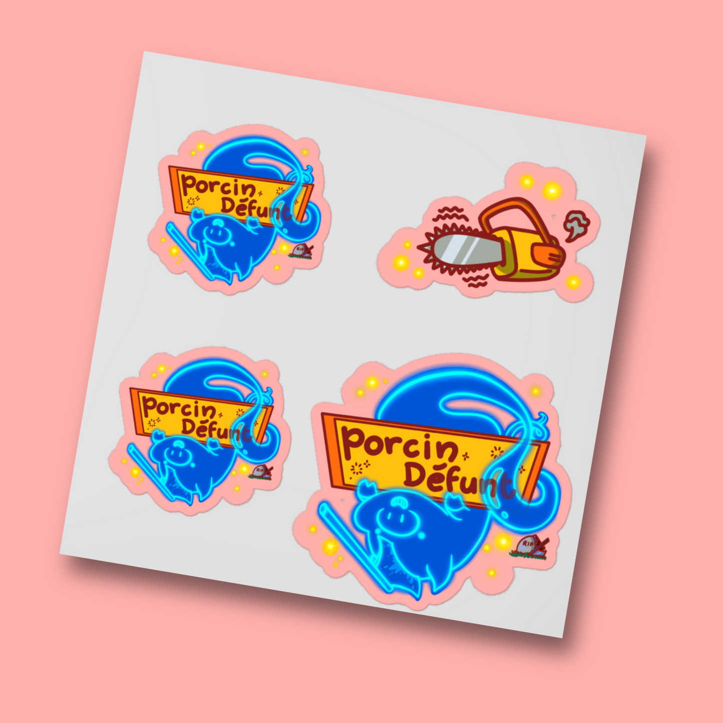 Pack de 3 Stickers Porcin Défunt + 1 Bonus !