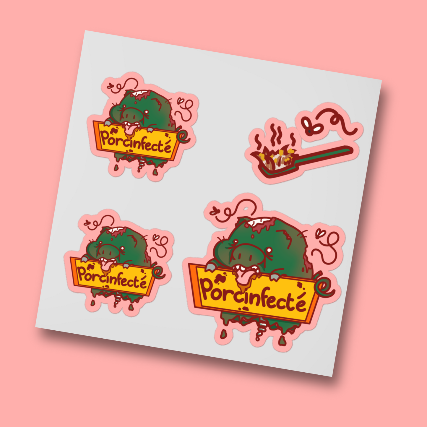 Pack de 3 Stickers Porcinfecté + 1 Bonus !
