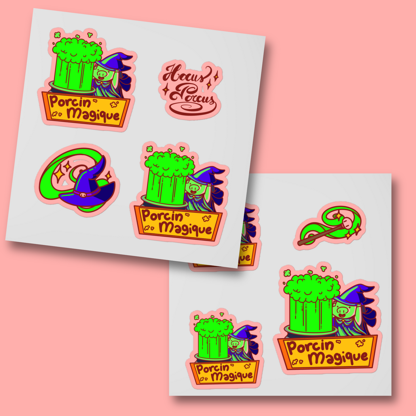 Pack de 5 Stickers Porcin Magique + 3 Bonus !
