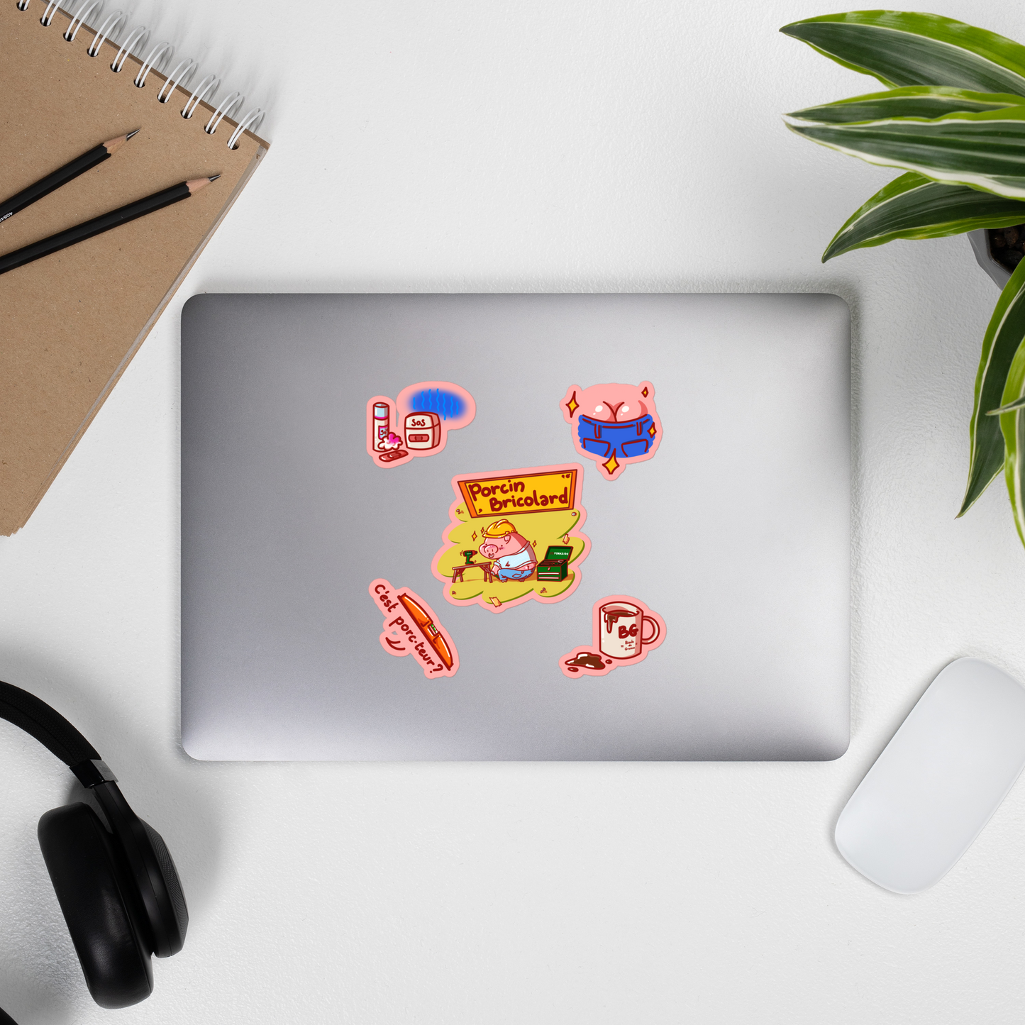 Stickers Porcin Bricolard